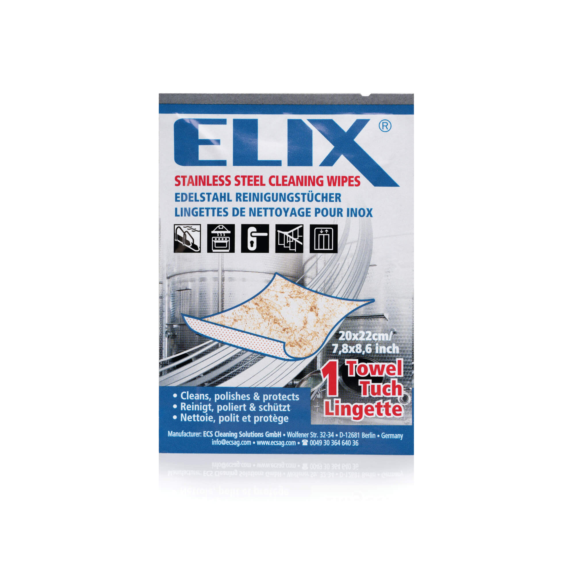 478.001 Elix Stainless Steel Single Wipe LR